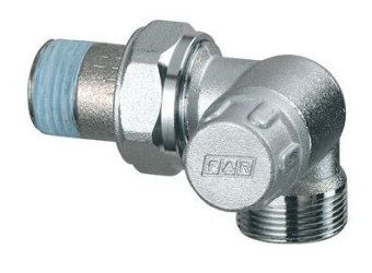 Вентиль запорный трехосевой правый 1/2, под концовку (24*19), уплотнение Loctite, FAR