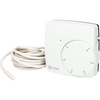 Термостат комнатный WFHT-DUAL, НО/НЗ, с датчиком пола, 230В, STOUT