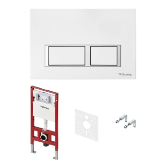 Комплект с белой глянцевой панелью с хромированным контуром клавиш (прямоугольные), TECEspring V