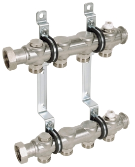 Коллекторная группа распределительная нерегулируемая 1" с 2 выходами Евроконус 3/4", 50 мм (обнов. 2016), FRANKISCHE