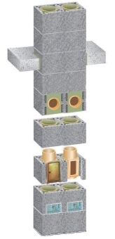 Основание дымохода 3 п/м &Oslash;14-16, габариты 32х59, двухходовой, без вентканала, Uni, Schiedel