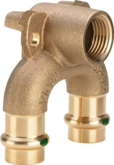 Водорозетка ВР 15x1/2" двойная стеновая, пресс, бронза, Viega