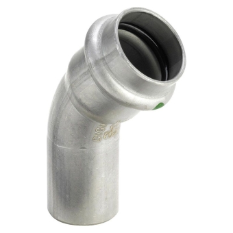 Угол 45° однораструбный, 28х28 нержавеющая сталь, Viega