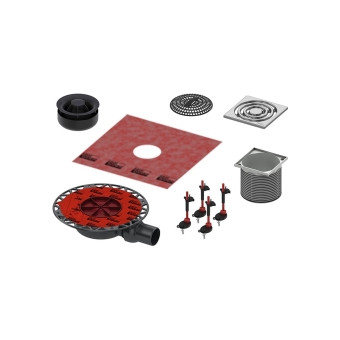 Трап TECEdrainpoint KDP-S110, с опорами, мембраной, решеткой для волос и гид, TECE