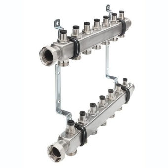 Коллектор для систем отопления с зап.вентилями в сборе 1" с 7 выходами Евроконус 3/4", TECE