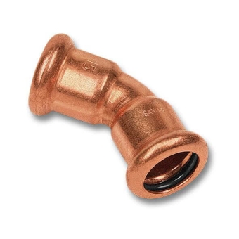 Отвод 45° двухраструб, 15х15, пресс, медь, SANHA