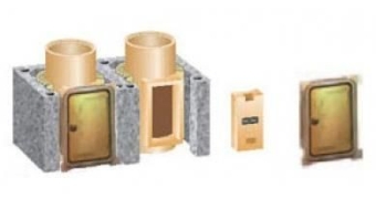 Комплект дверцы прочистки &Oslash;18-20, габариты 36х83, двухходовой, с вентаканалом, Uni, Schiedel