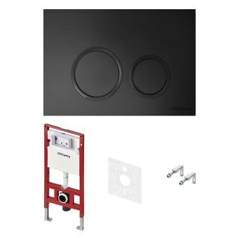 Комплект с черной матовой панелью с черным контуром клавиш (круглые), TECEspring R