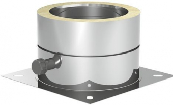 Пластина основания напольная с выпуском конденсата,  &Oslash;150, сталь 304/316L, двустенная система, Jeremias