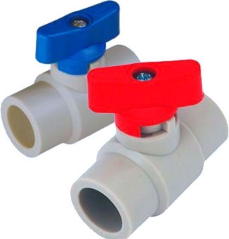 Мини-кран шаровой 20-20, ручки - синие, (PP) Kalde