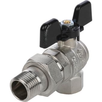 Кран шаровой для воды НГ 1/2" угловой, полн. проход, бабочка, STOUT