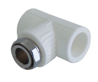 Тройник комбинированный с накидной гайкой 20х1/2", (PP) Kalde
