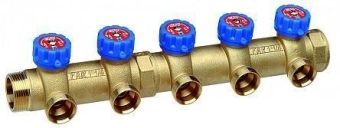 Коллектор распределительный регулирующий 1*1/4" с 7 выходами с метрической резьбой, 70 мм, FAR