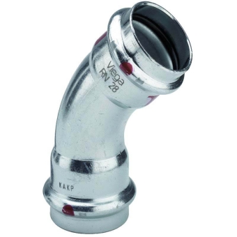 Угол 45° двухраструбный, 64х64 оцинкованная сталь, Viega